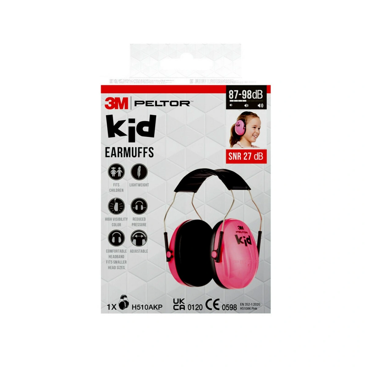3m peltor kid earmuffs h510akp snr value 27 db pink