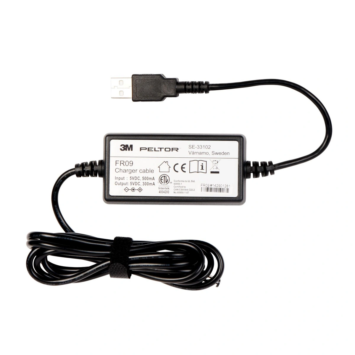 3m peltor usb charger cable fr09 for lite-com brs headset battery ack053
