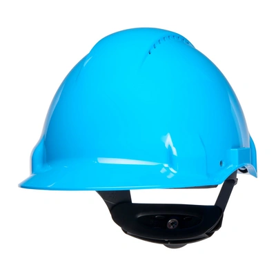 3M™ Hard Hat, Uvicator, Ratchet, Ventilated, Plastic Sweatband, Blue, G3000NUV-BB