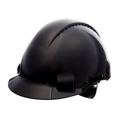 3M™ Hard Hat, Uvicator, Ratchet, Ventilated, Plastic Sweatband, Black, G3000NUV-SV