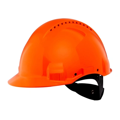 3M™ Hard Hat, Uvicator, Ratchet, Ventilated, Plastic Sweatband, Orange, G3000NUV-OR