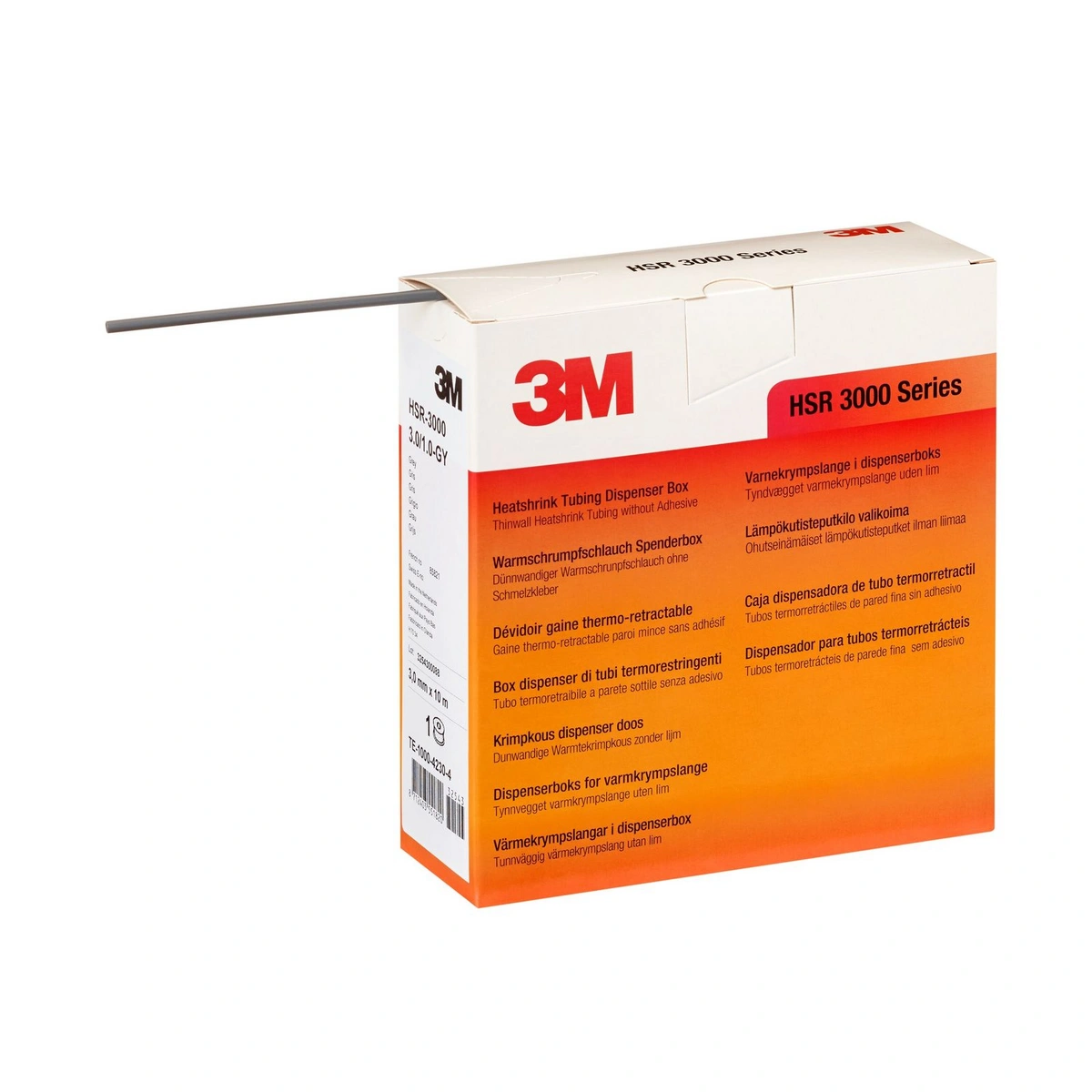 3m hsr-3000 heat shrink tubing polyolefin grey 3.0 1.0 mm 10 m roll