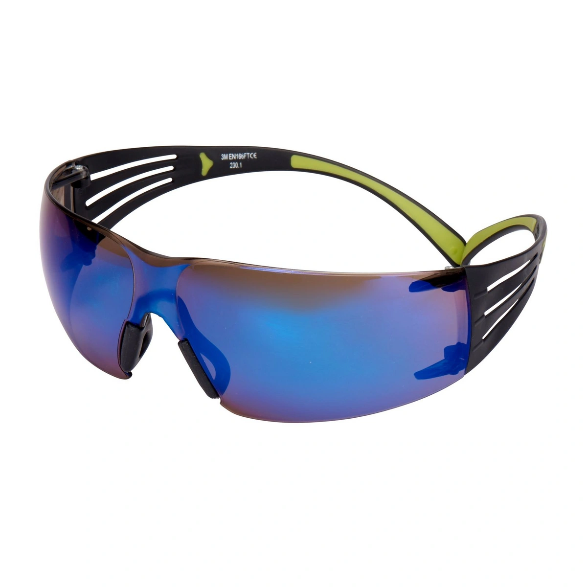 3m securefit 400 safety glasses black green frame anti-scratch blue mirror lens sf408as-eu