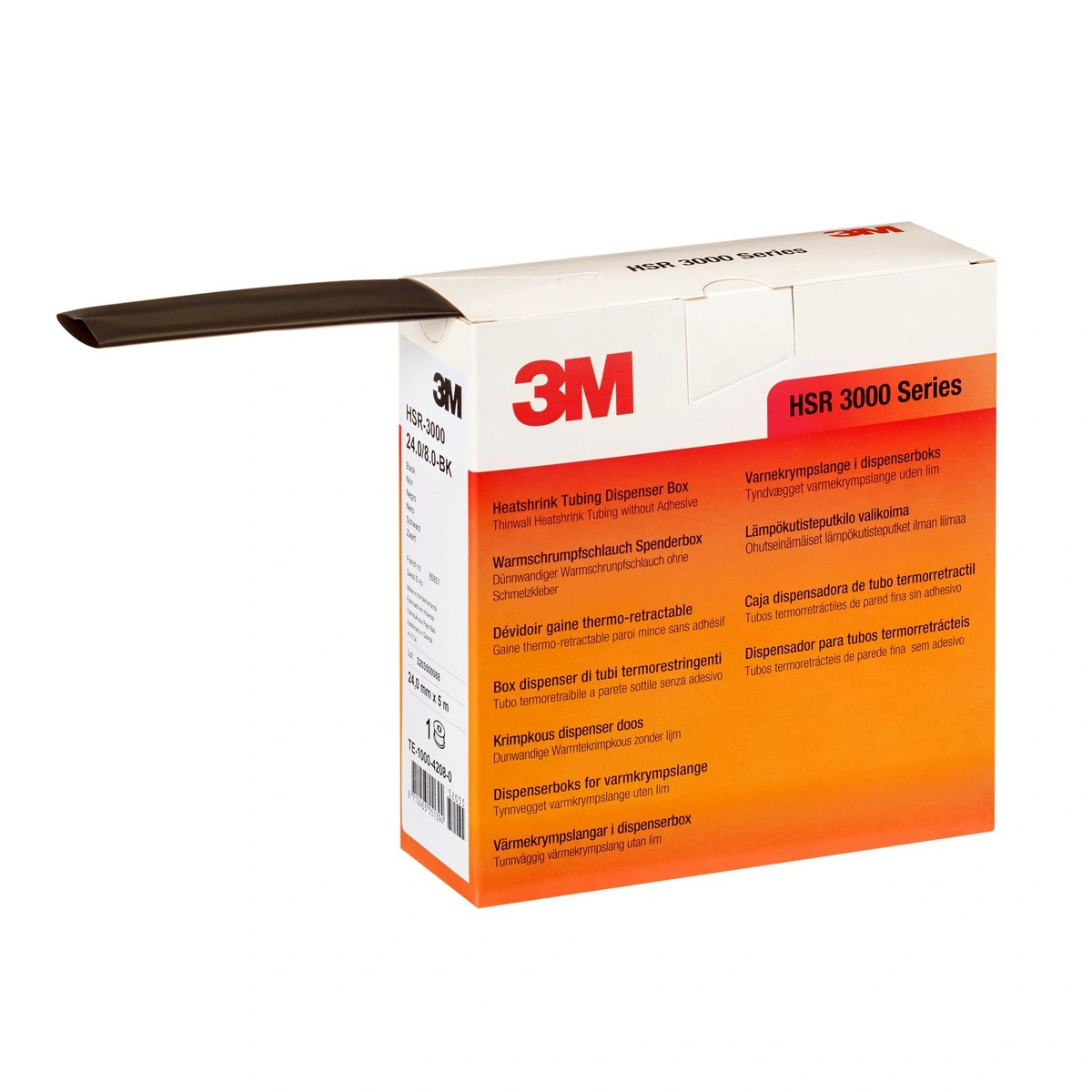 3m hsr-3000 heat shrink tubing polyolefin black mm m roll