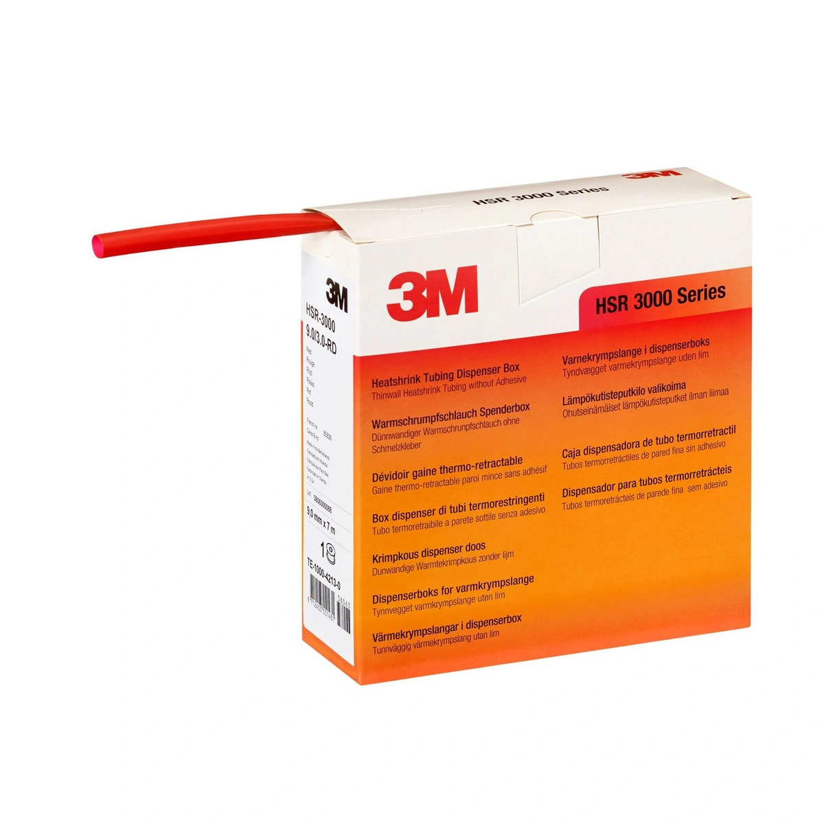 3m hsr-3000 heat shrink tubing polyolefin red 9.0 3.0 mm 7 m roll