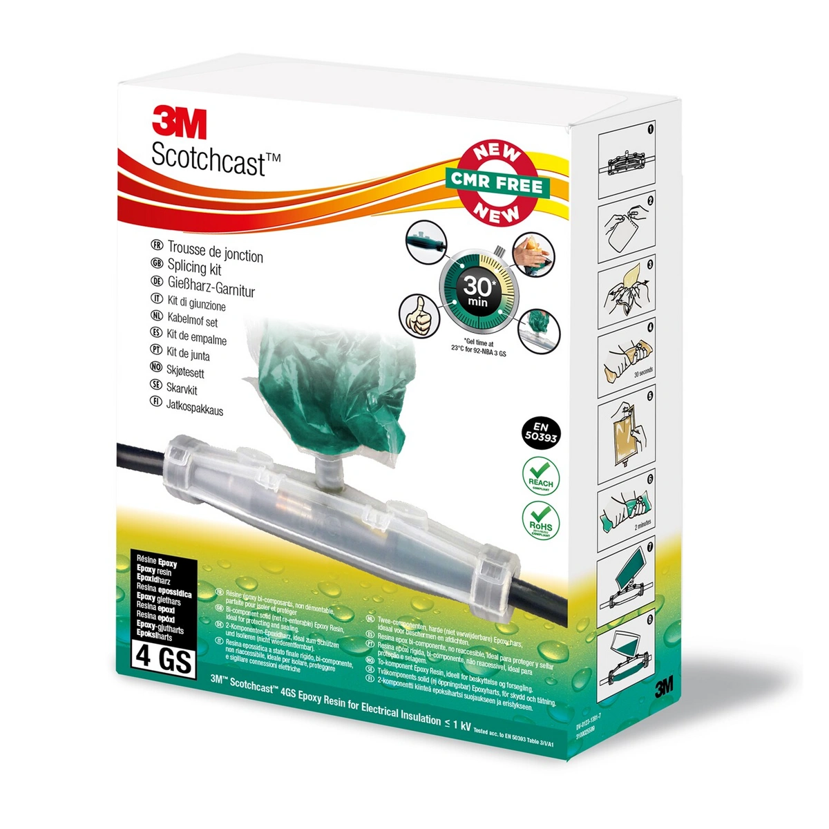 3M™ Scotchcast™ Resin Kit 92-NBA GS, Size 1, 0.6/1 kV, 4x 1.5 - 10 / 5x 1.5 - 6 mm², 10/Case