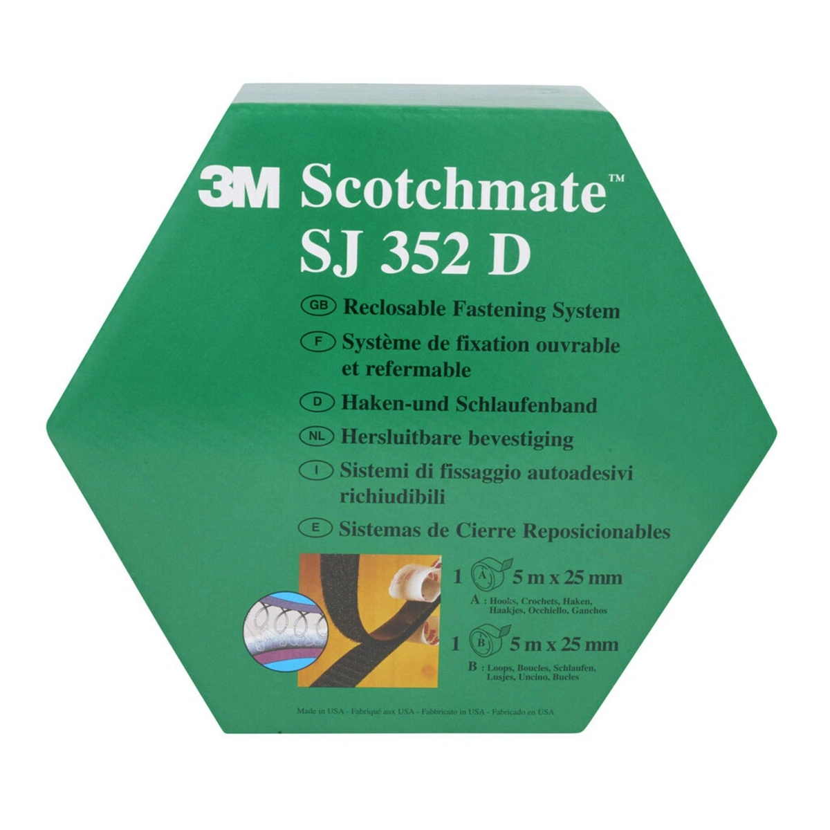 3m reclosable fastener sj352d black 25 mm 5 m 4.4 twin pack